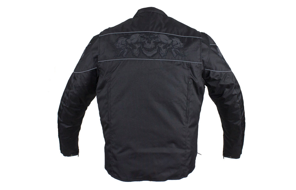 Men's Textile Concealed Carry Racing Jacket with Reflective Skulls