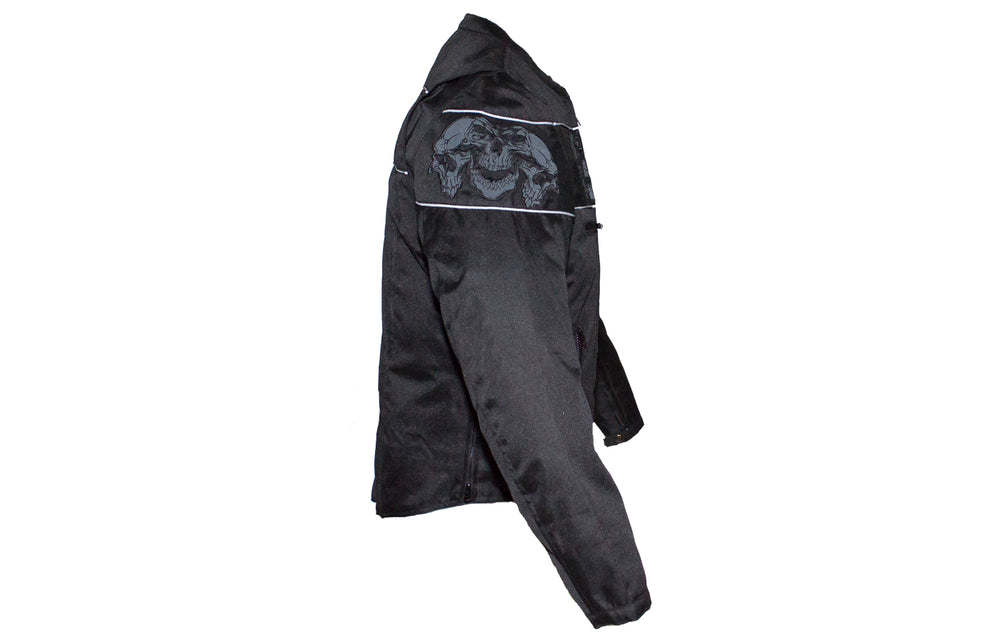 Men's Textile Concealed Carry Racing Jacket with Reflective Skulls