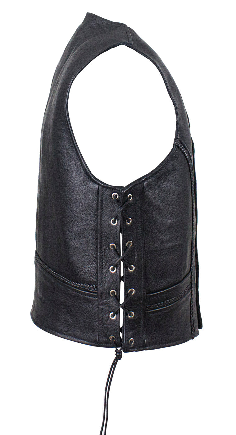 Men's Leather Vest With Buffalo Nickel Snaps