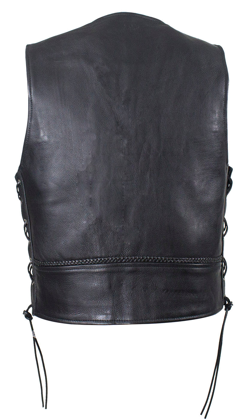 Men's Leather Vest With Buffalo Nickel Snaps