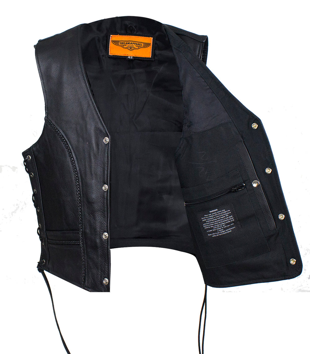 Men's Leather Vest With Buffalo Nickel Snaps