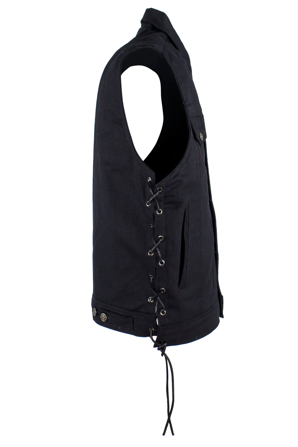 Mens Plain Denim Vest With 5 Snaps