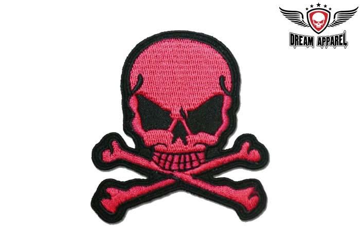 Dark Pink Skull and Crossbones Patch