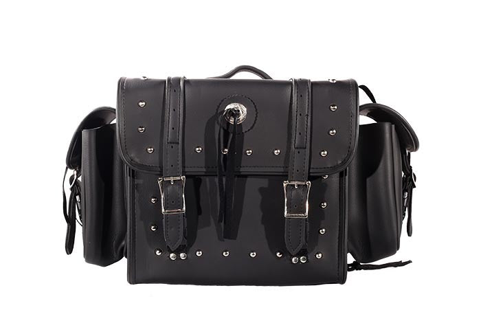 Motorcycle Sissy Bar Bag With Studs & Velcro