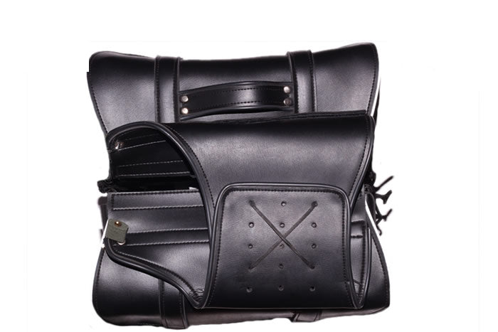 Leather Motorcycle Saddlebag With Light Reflector