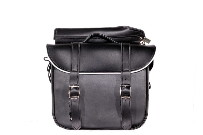 Leather Motorcycle Saddlebag With Light Reflector