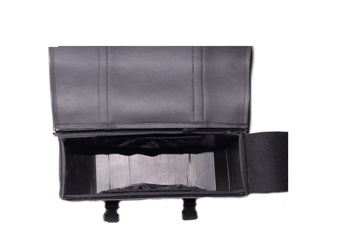 PVC Motorcycle Saddlebag With Studs & Brown Straps