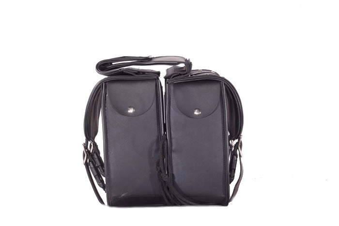 PVC Motorcycle Saddlebag With Studs & Brown Straps