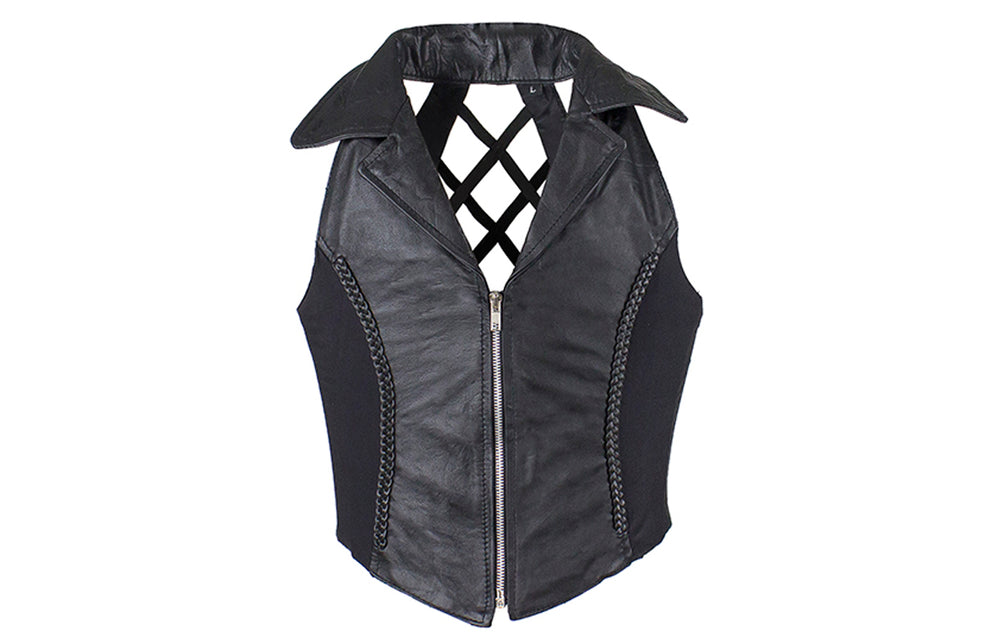 Womens Halter Top With Collar & Braid