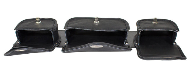 Leather Motorcycle Windshield Bag With 3 Compartments